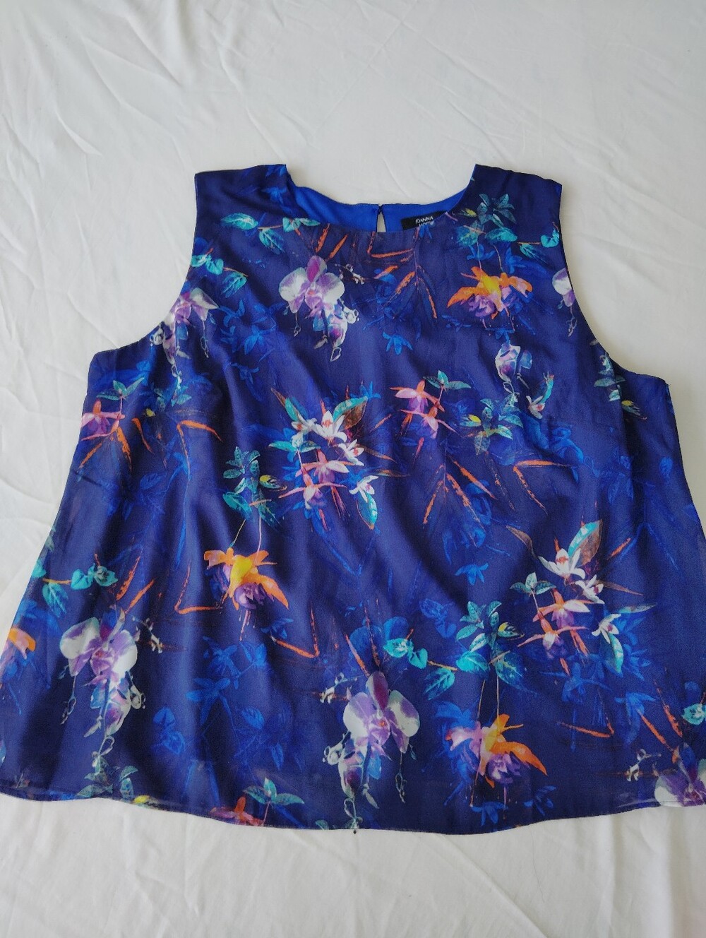 Joanna Hope Lg Sleeveless Floral Shell Top - Blue